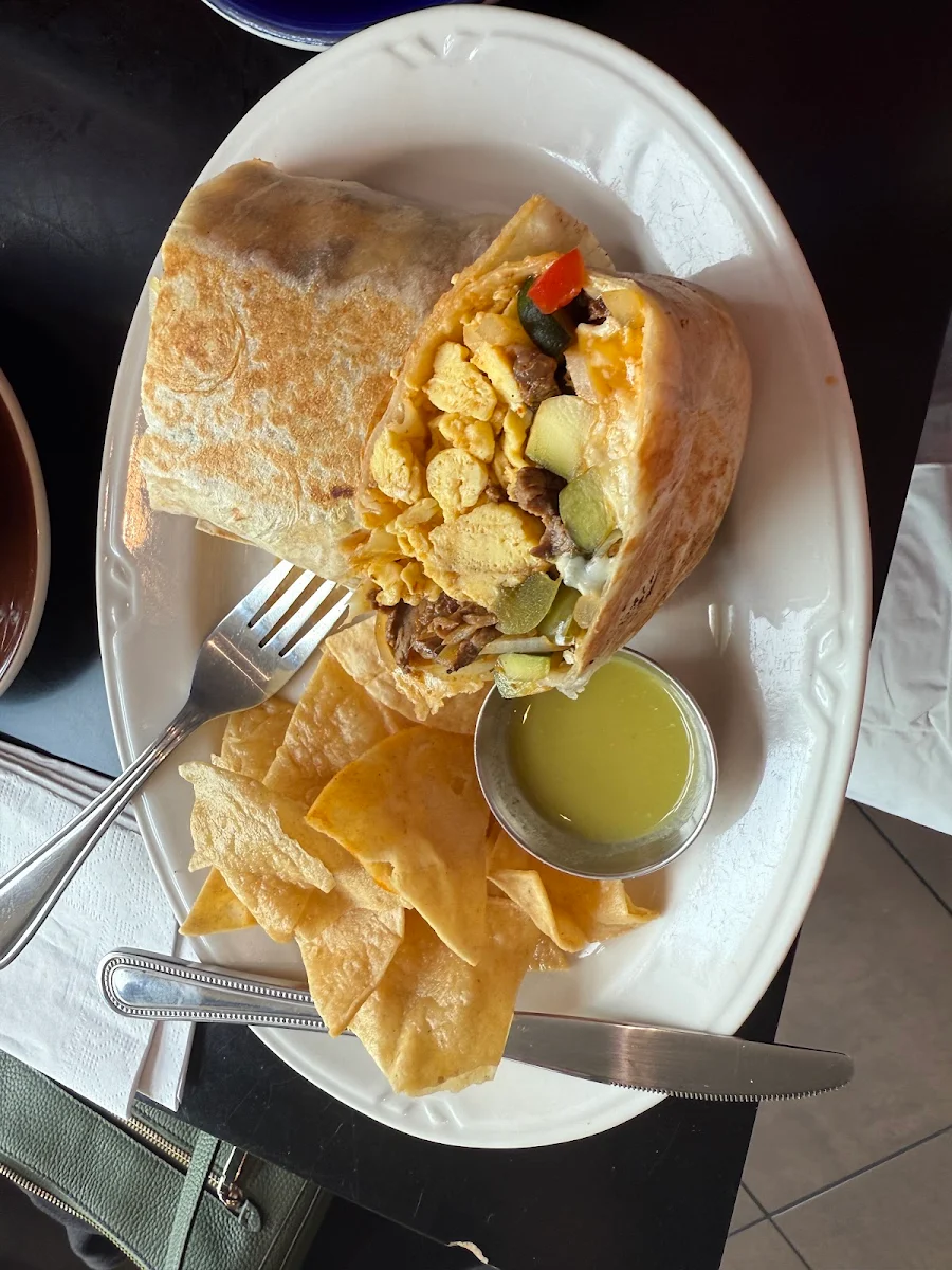 Chicken Burrito with Salsa and Chips