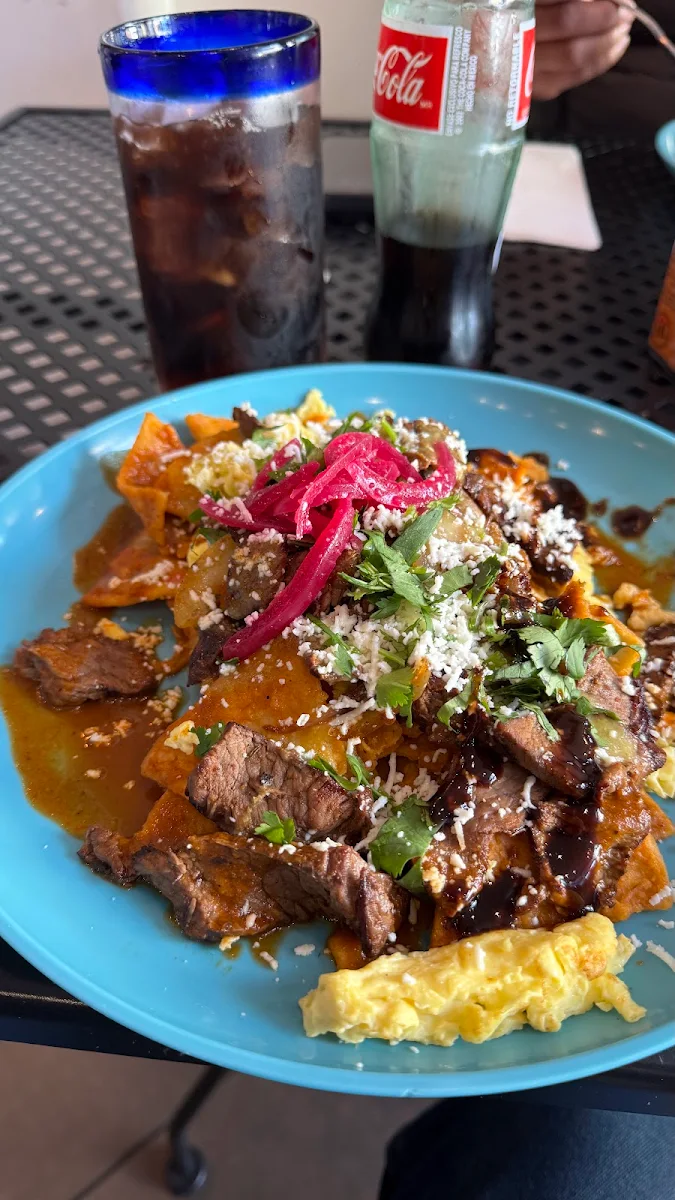 Chilaquiles Rojos w Beef