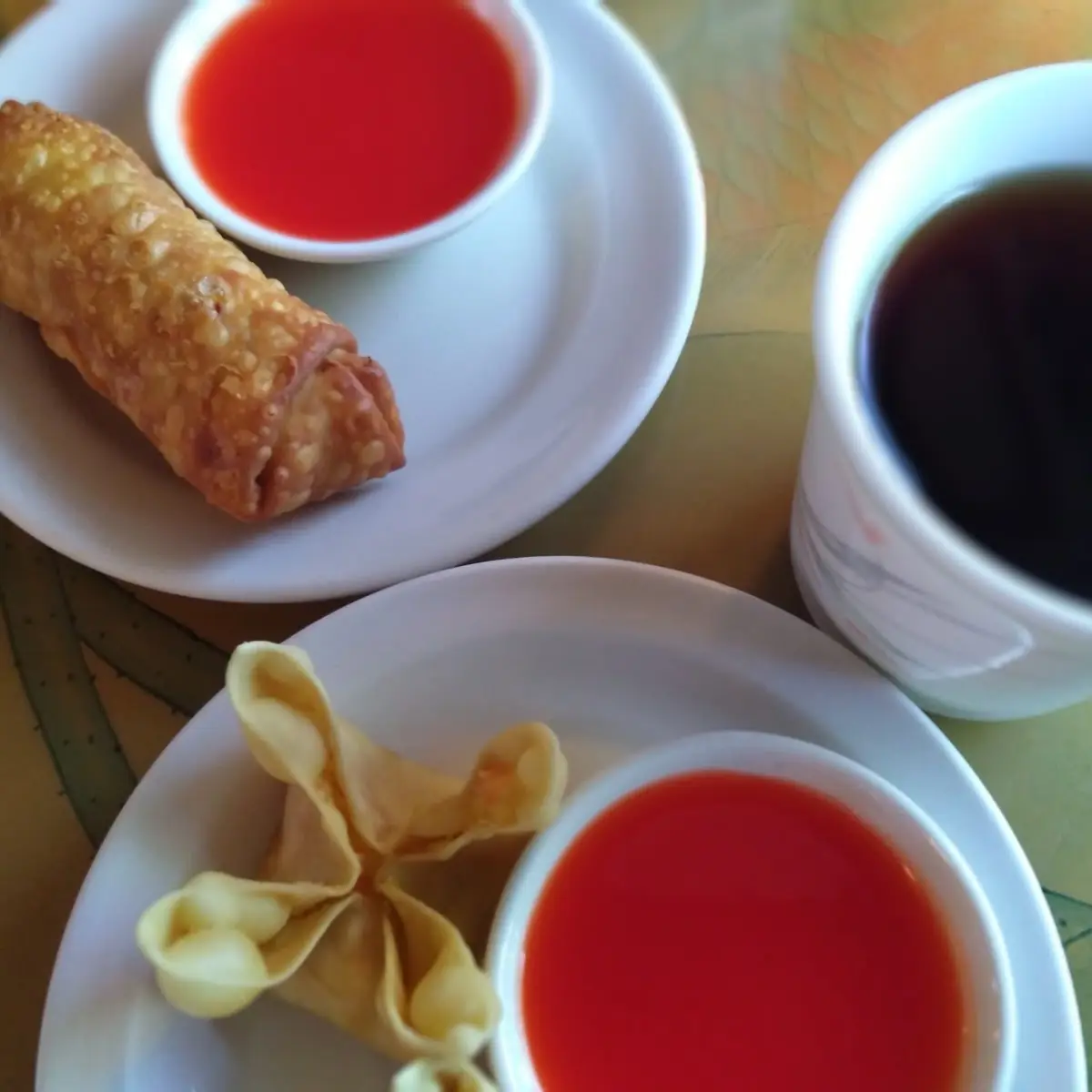 Egg Roll and Crab Rangoon