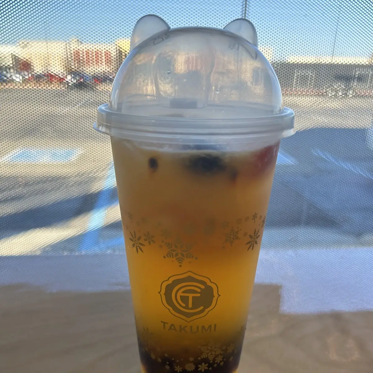 Passion Fruit Green Tea with Lychee Jelly and Mango Boba
