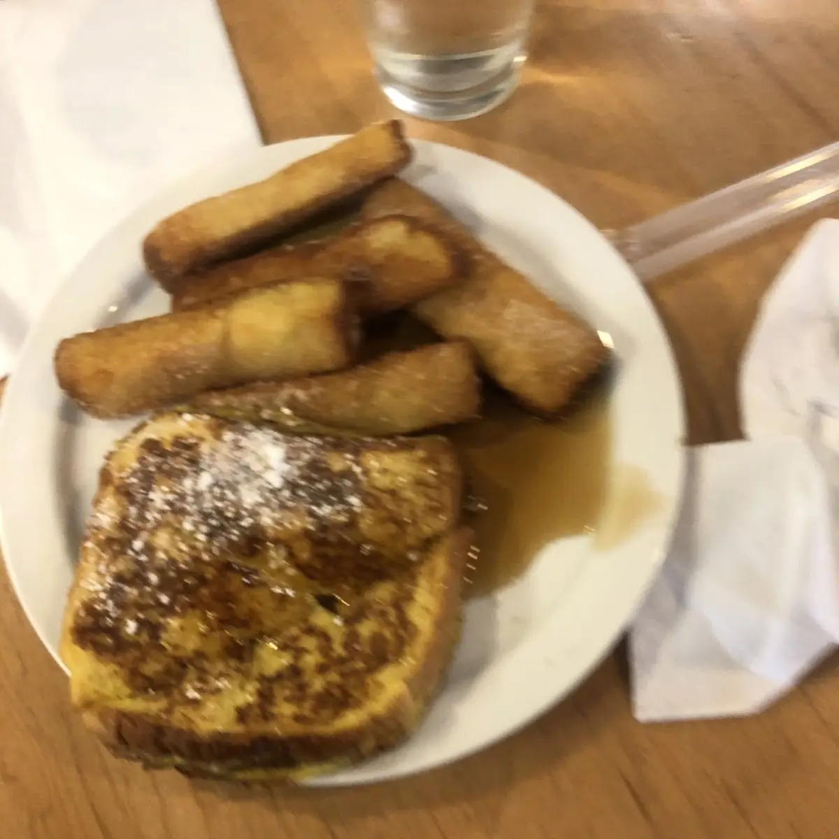 French Toast Sticks Served with Meat