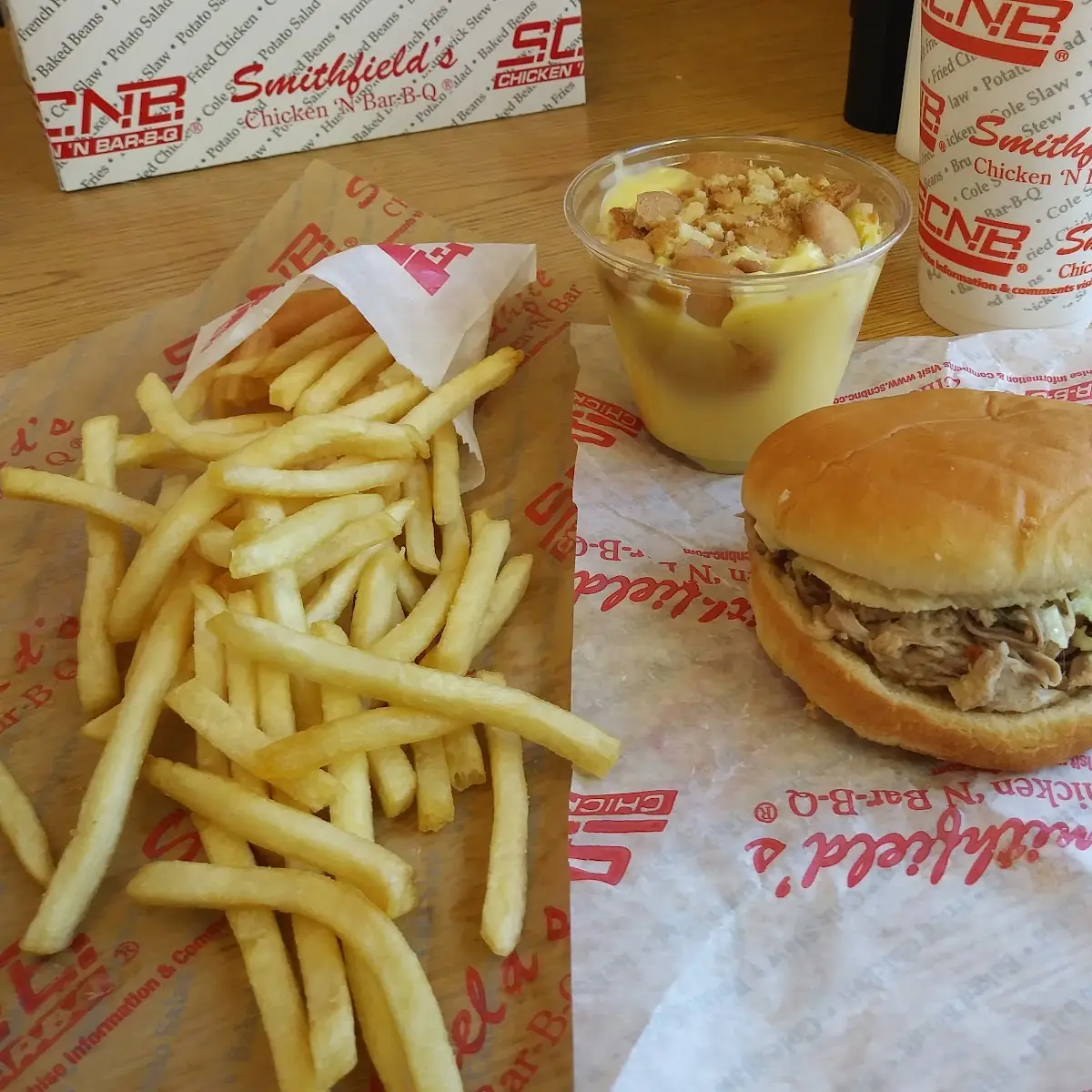 Pulled Pork Sandwich and Banana Pudding