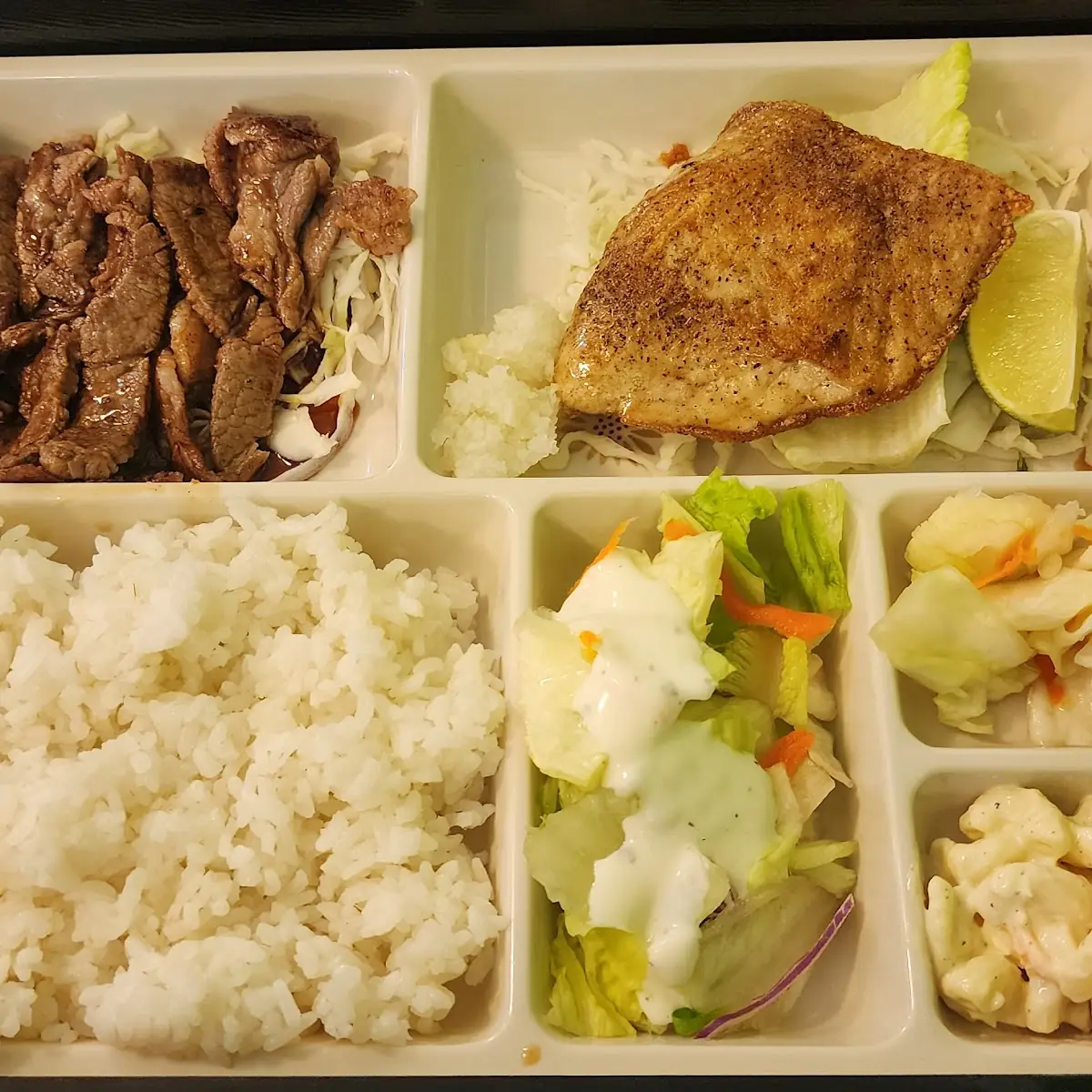Beef Teriyaki and Pan Fried Ahi
