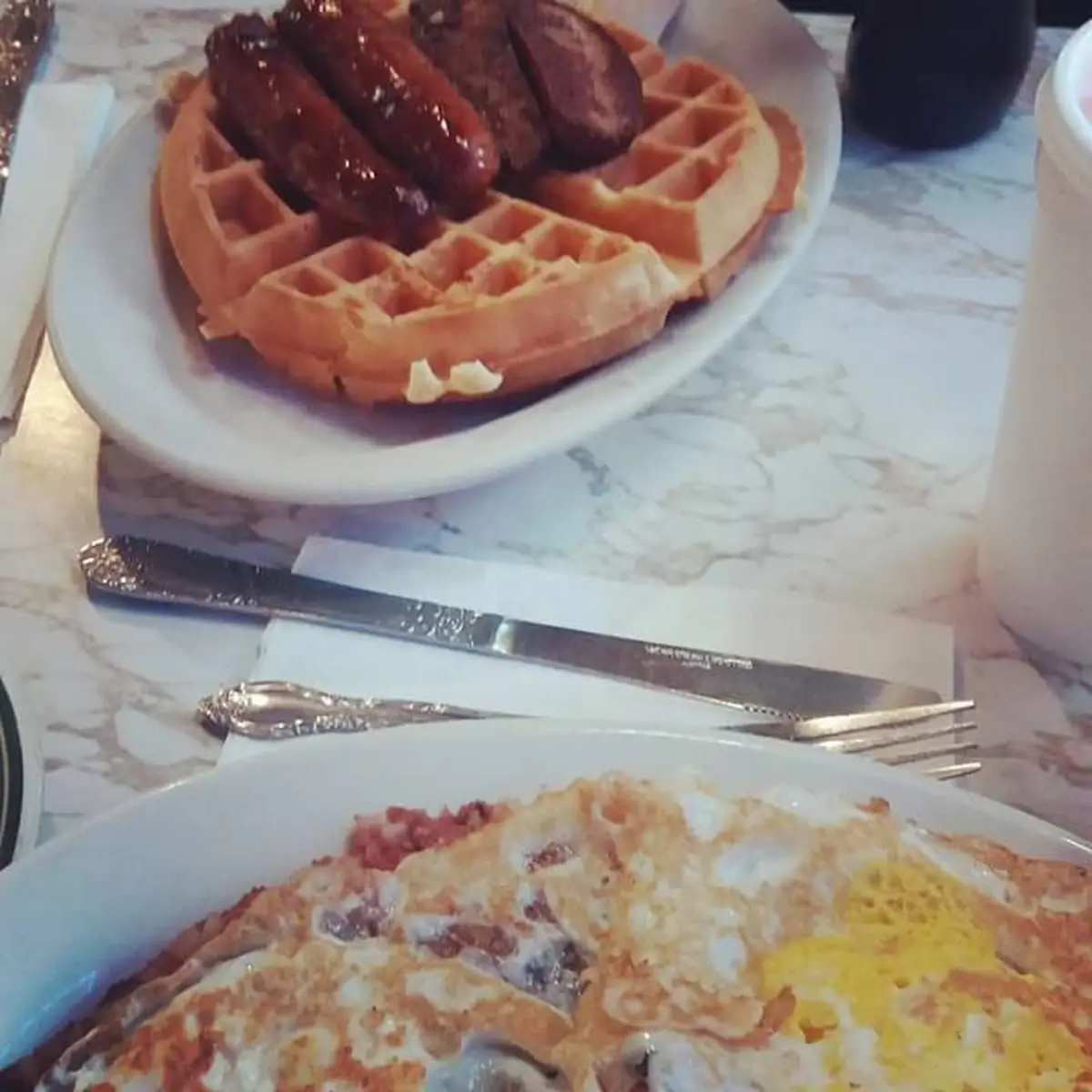 Belgian Waffle and Sausage