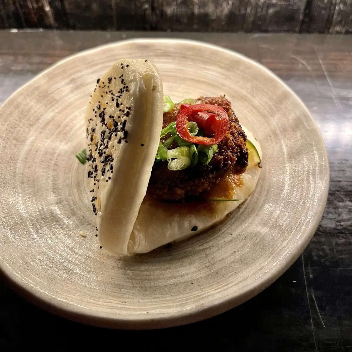 Duck Scrapple Bao Bun