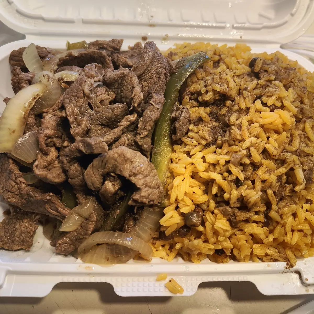 Pepper Steak Yellow Rice