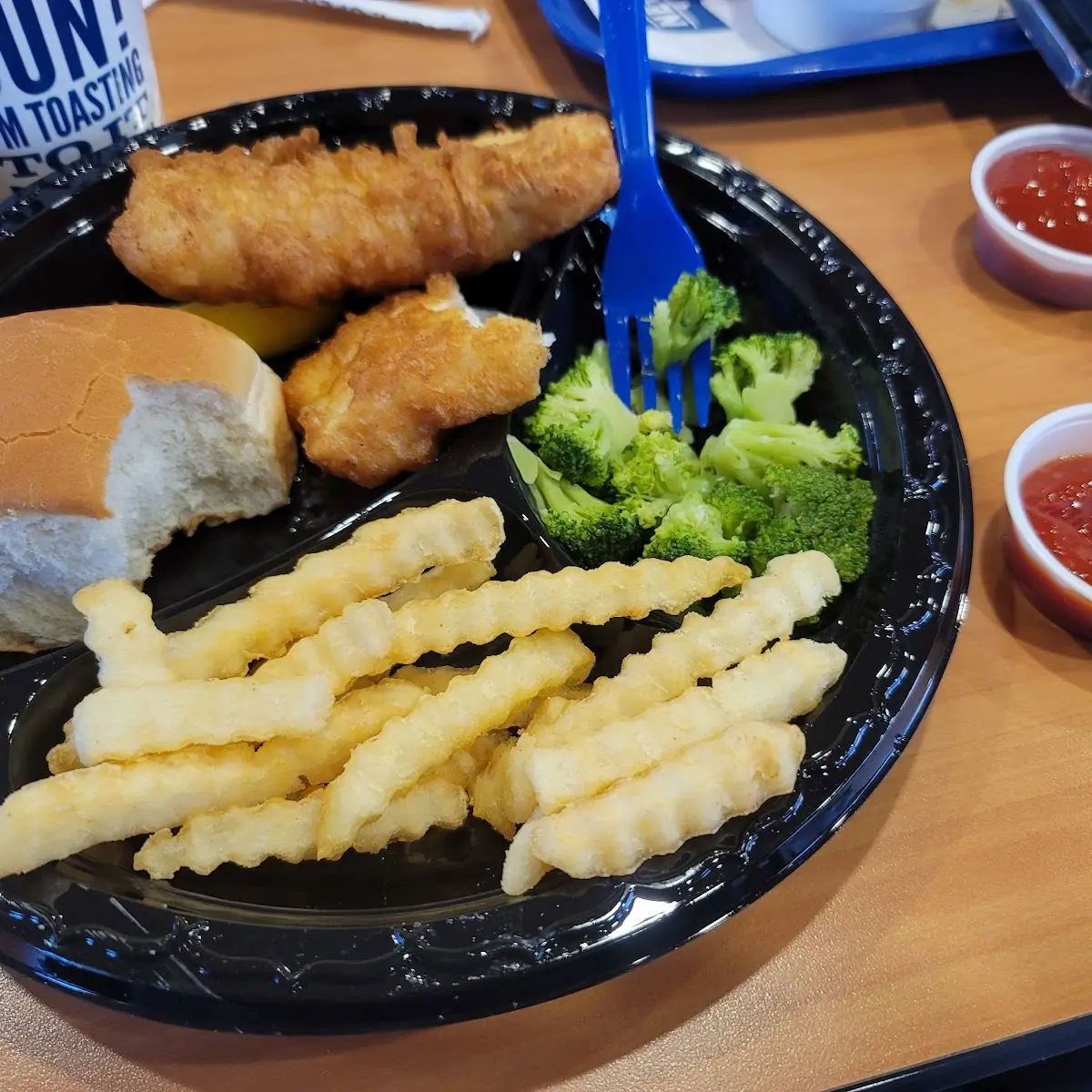 Fish and Chips with Friesand Broccoli