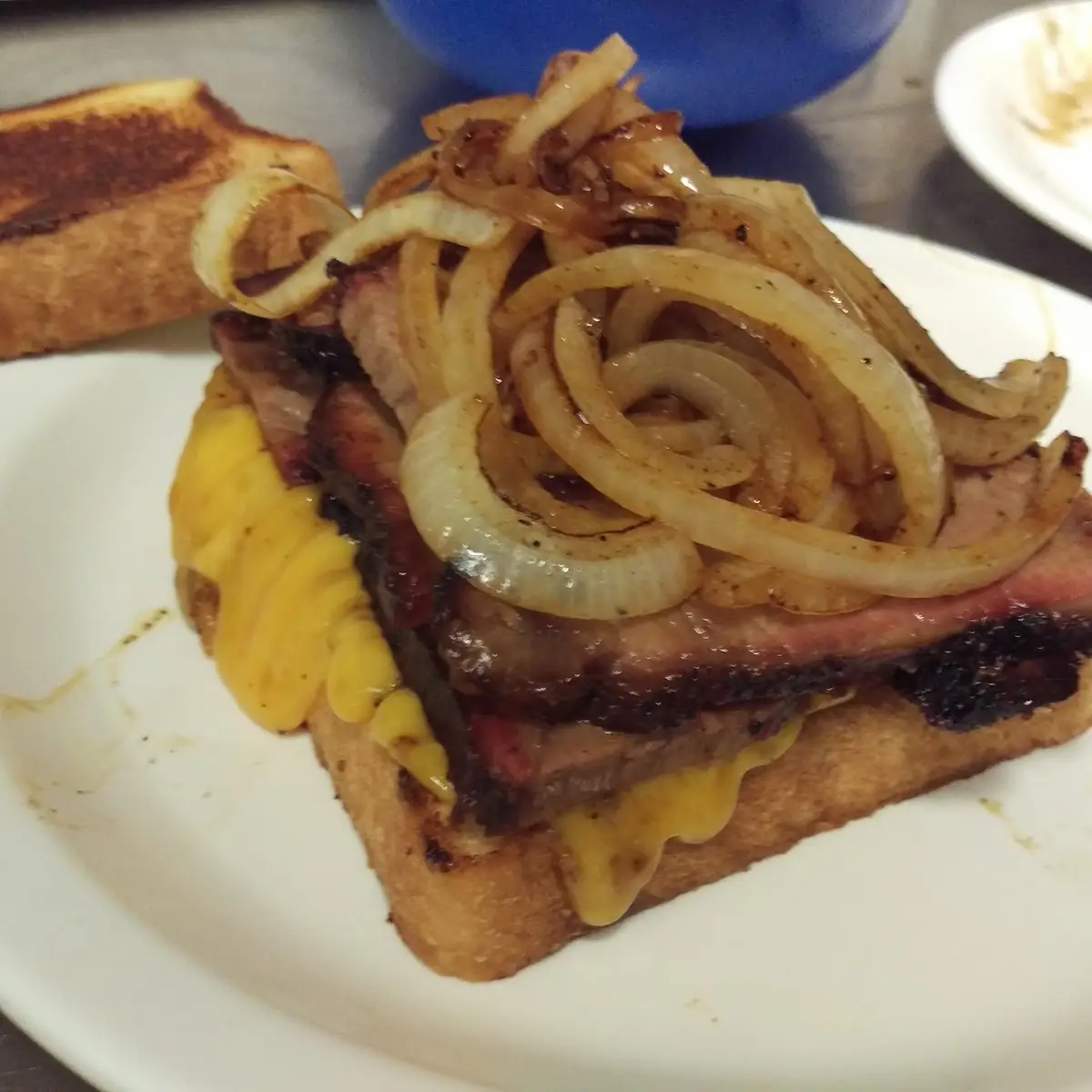 Brisket Grilled Cheese with Grilled Onions