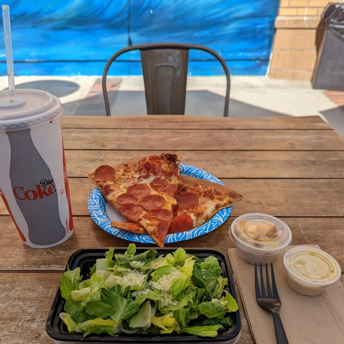 Pepperoni Pizza and Caesar Salad