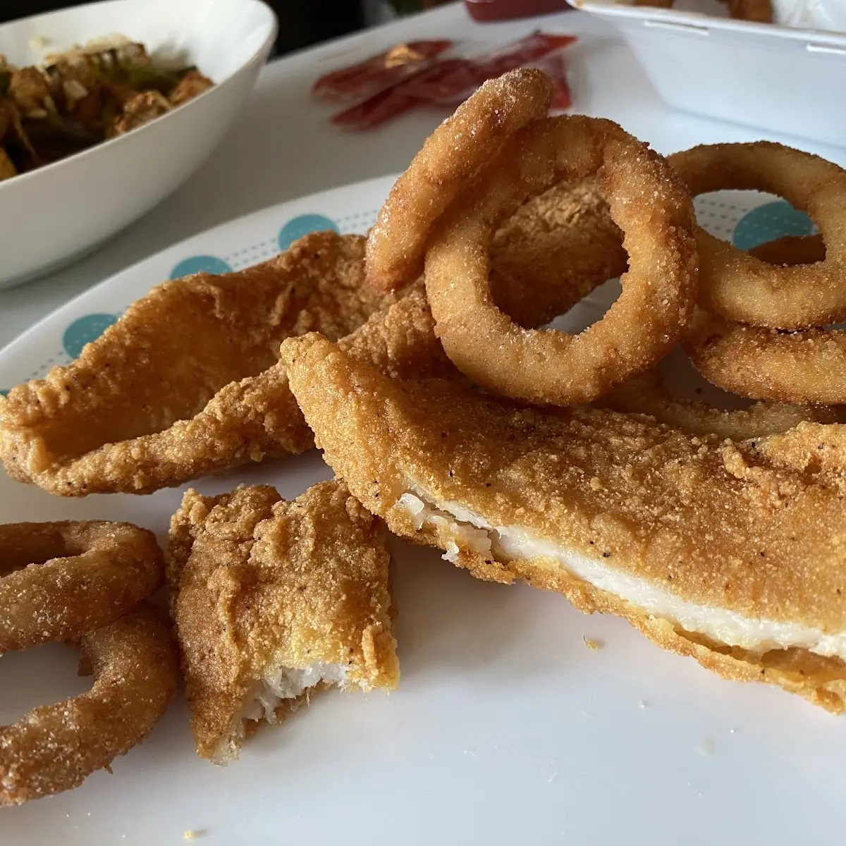 Catfish Filet and Onion Rings