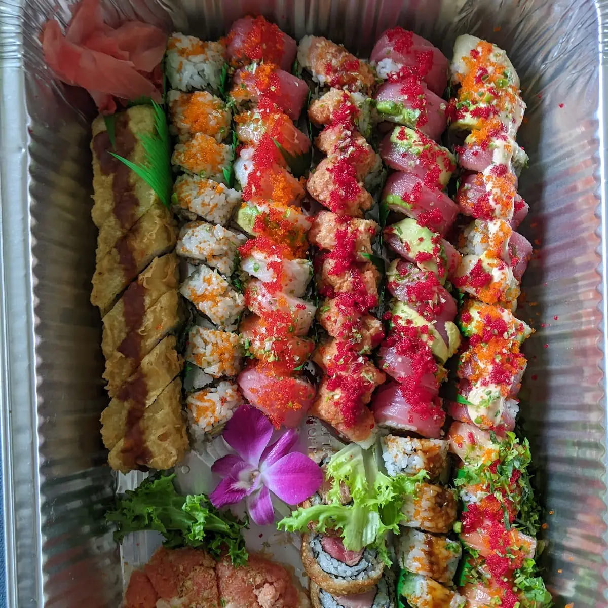 Assorted Sushi Rolls with Dipping Sauces