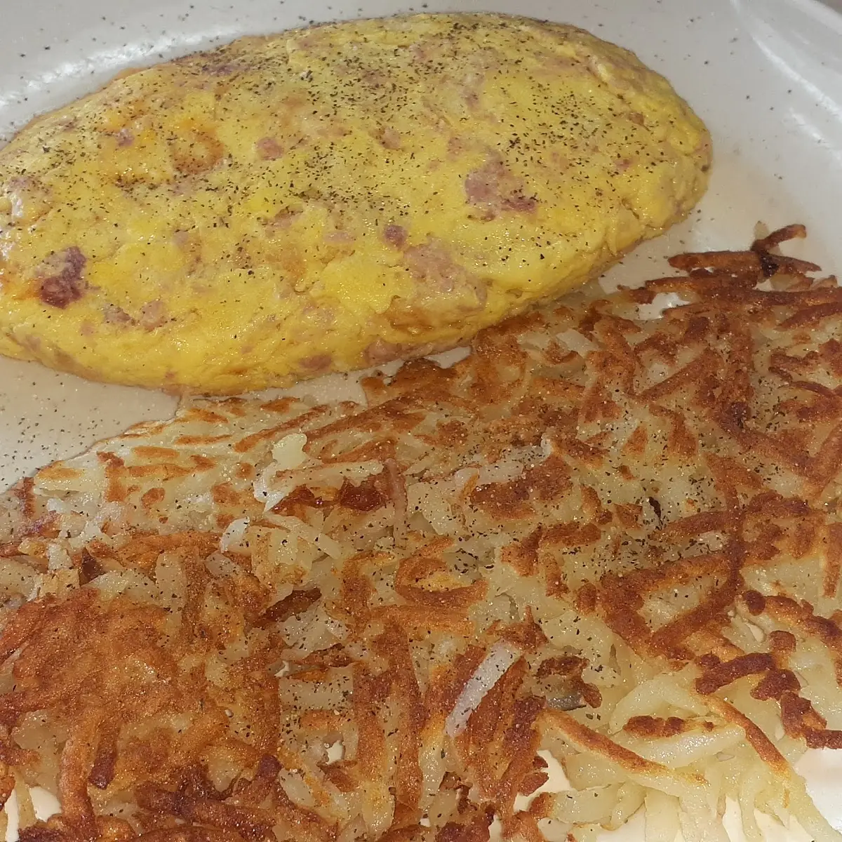 Ham and Cheese Omelette with Hash Browns