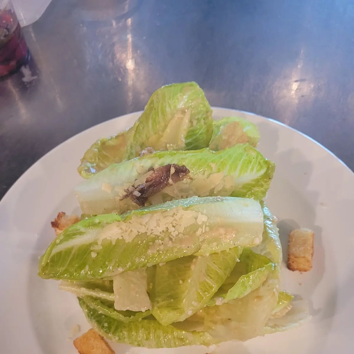 Caesar Salad with Anchovies and Croutons