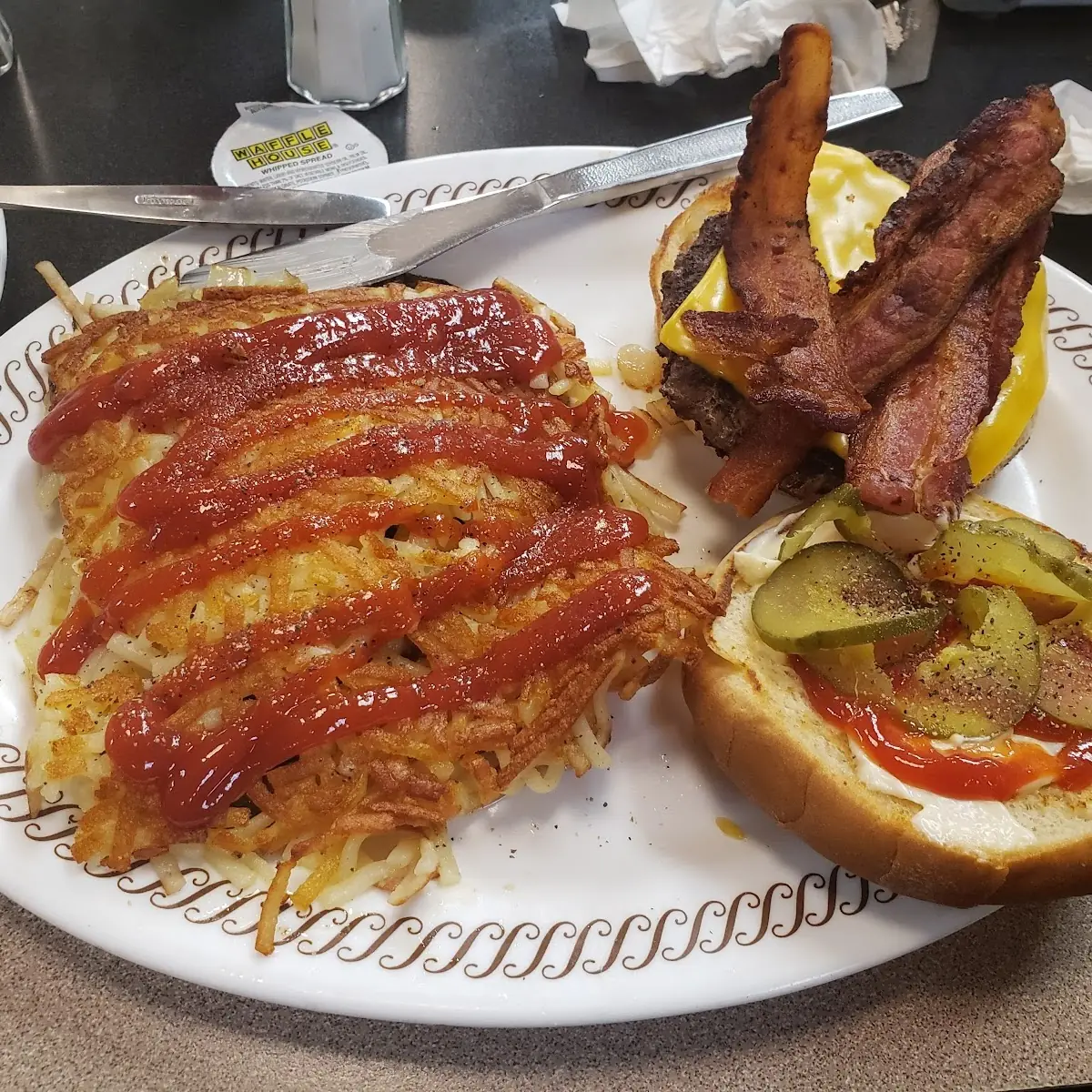 Bacon Cheeseburger with Hash Browns