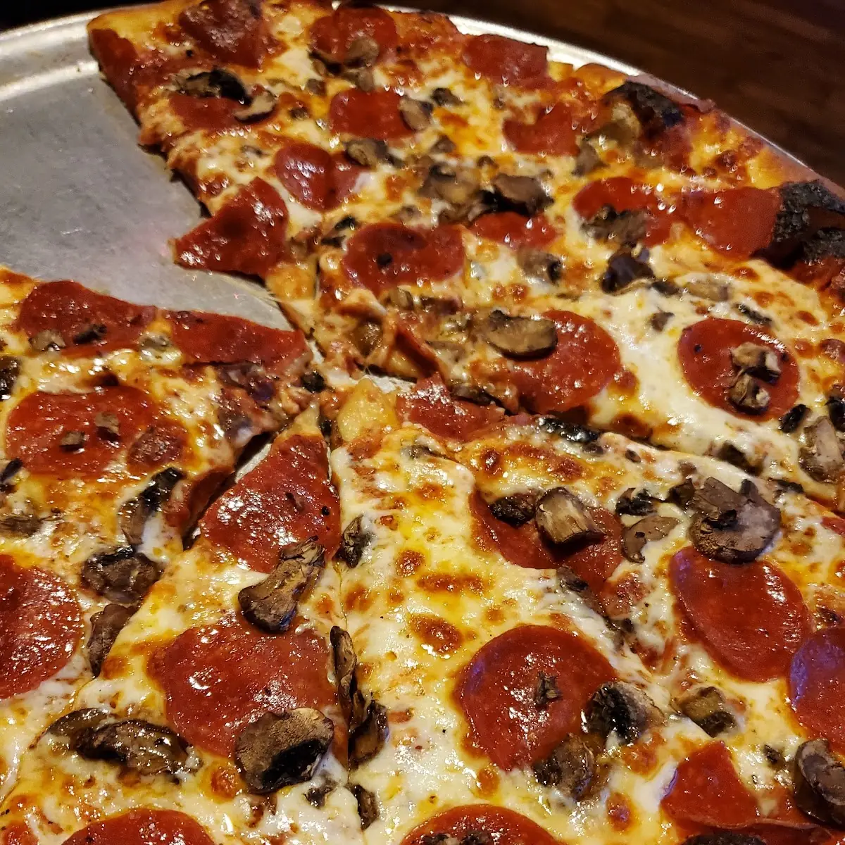 Pizza with Pepperoni Mushrooms
