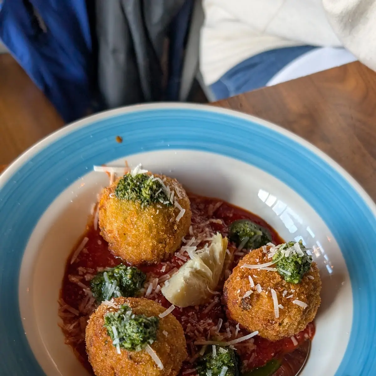 Fried Arancini in Tomato Sauce