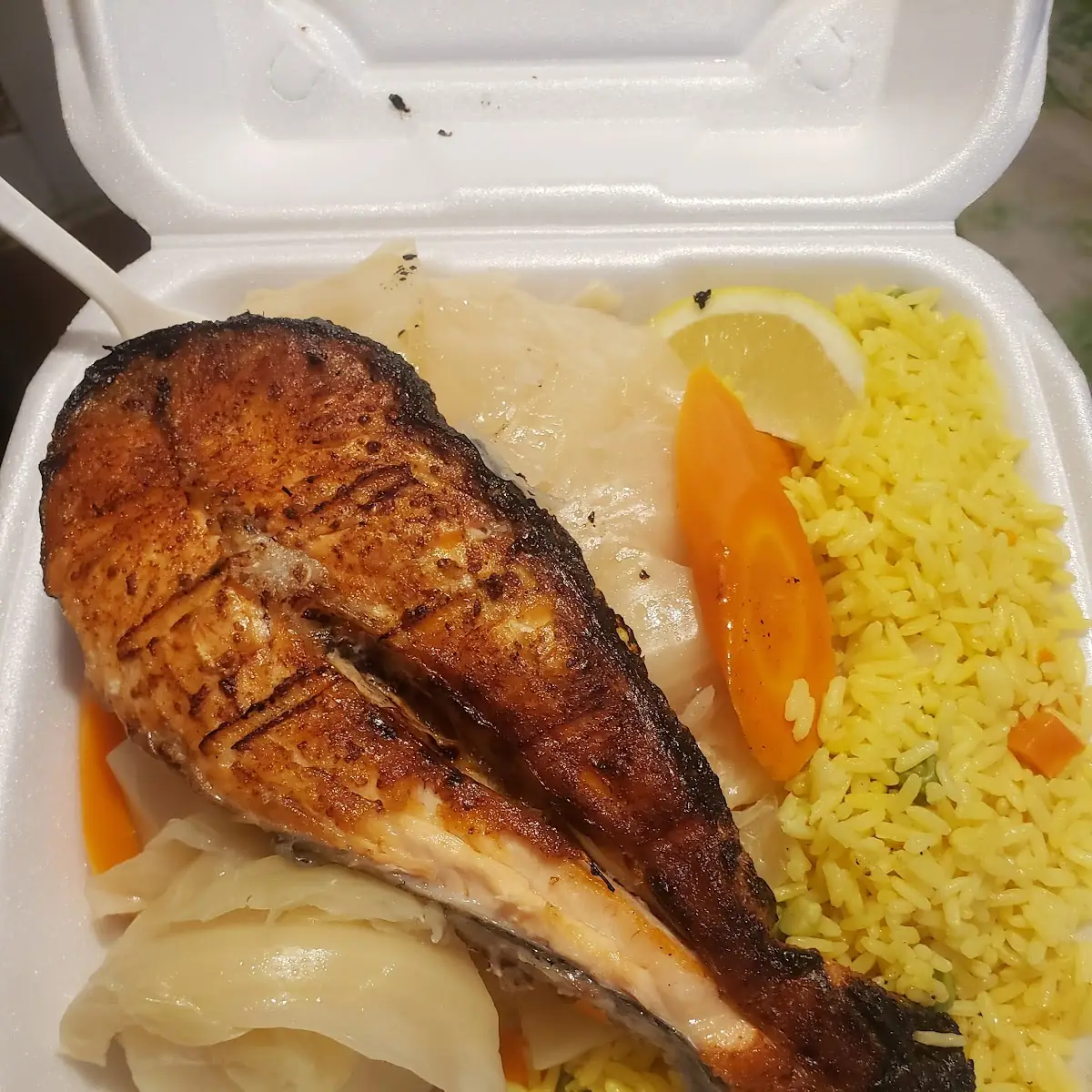 Half Order Grilled Salmon w Rice N Vegetables