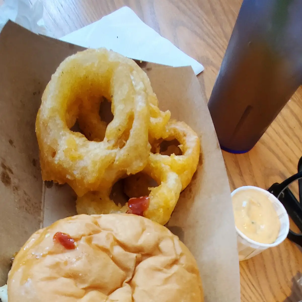 Cheese Burger and Onion Rings