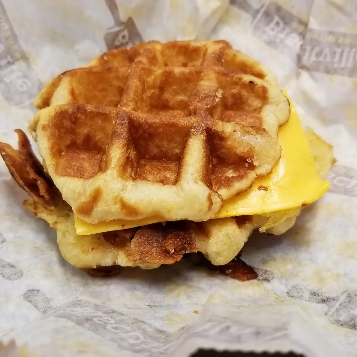 Bacon Egg and Cheese Waffle Sandwich