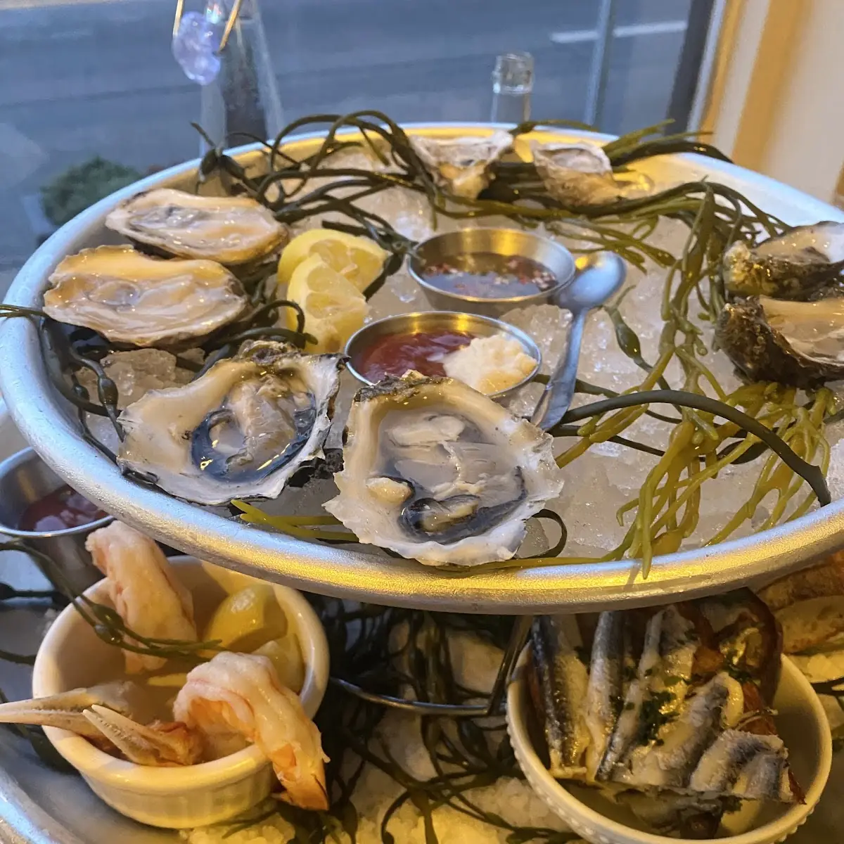 Raw Oysters and Seafood Tower