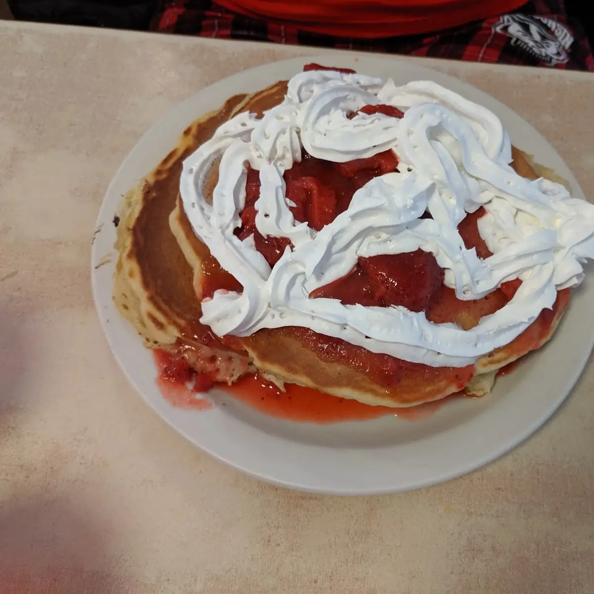 Strawberry Pancake with Crispy Bacon