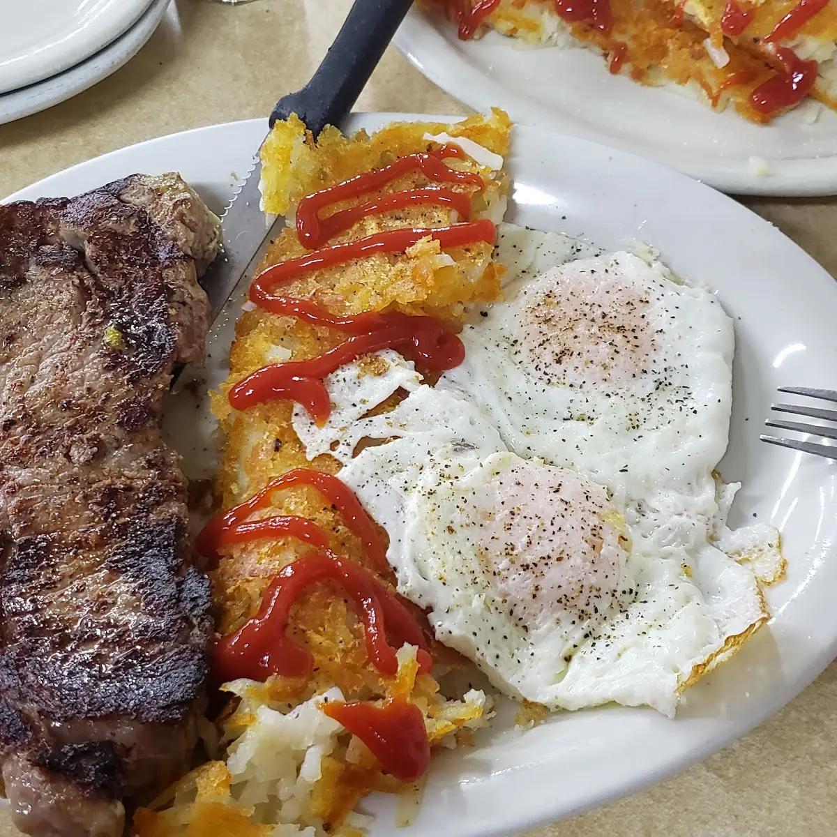 KC Stip Steak and Eggs