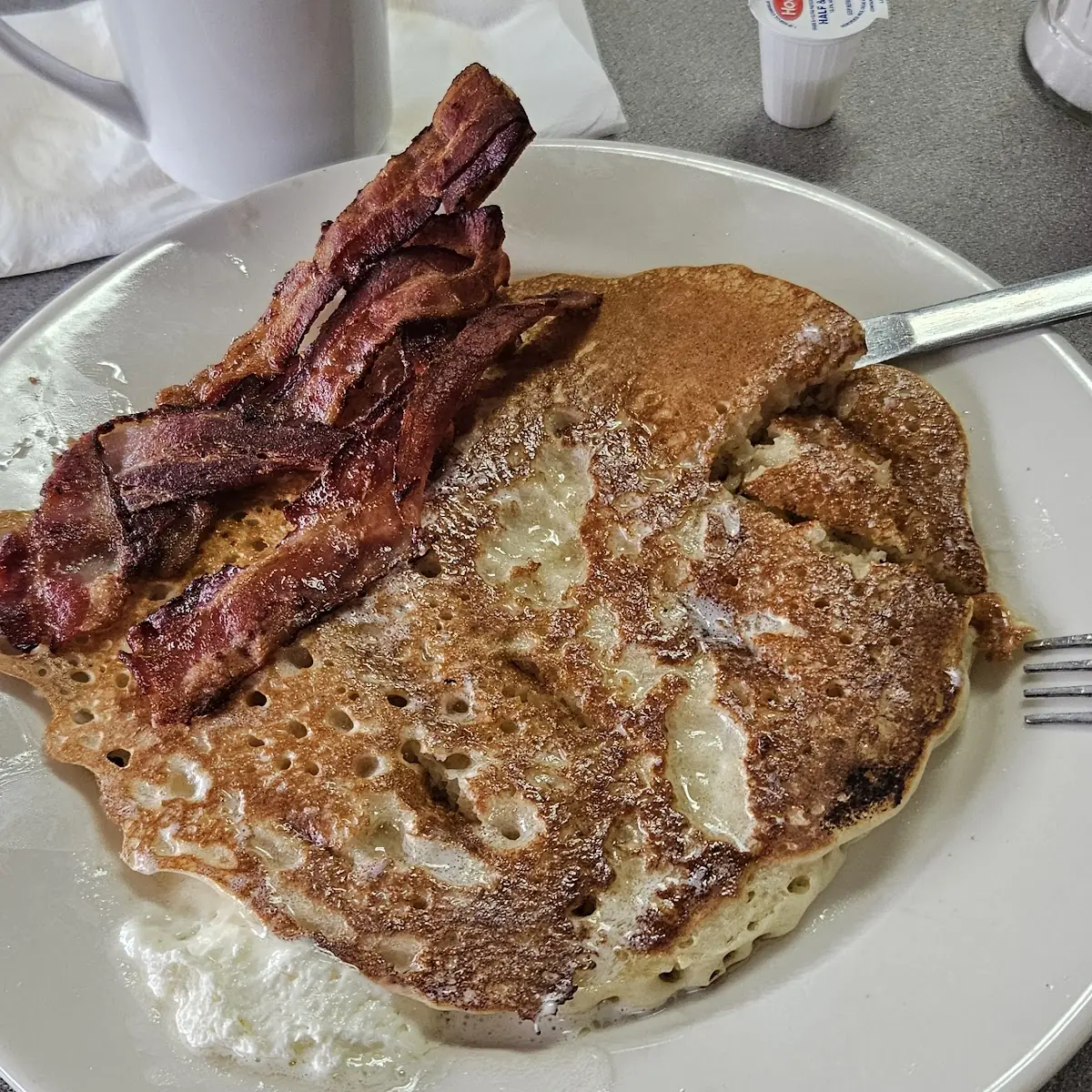 Fluffy Pancake with Crispy Bacon