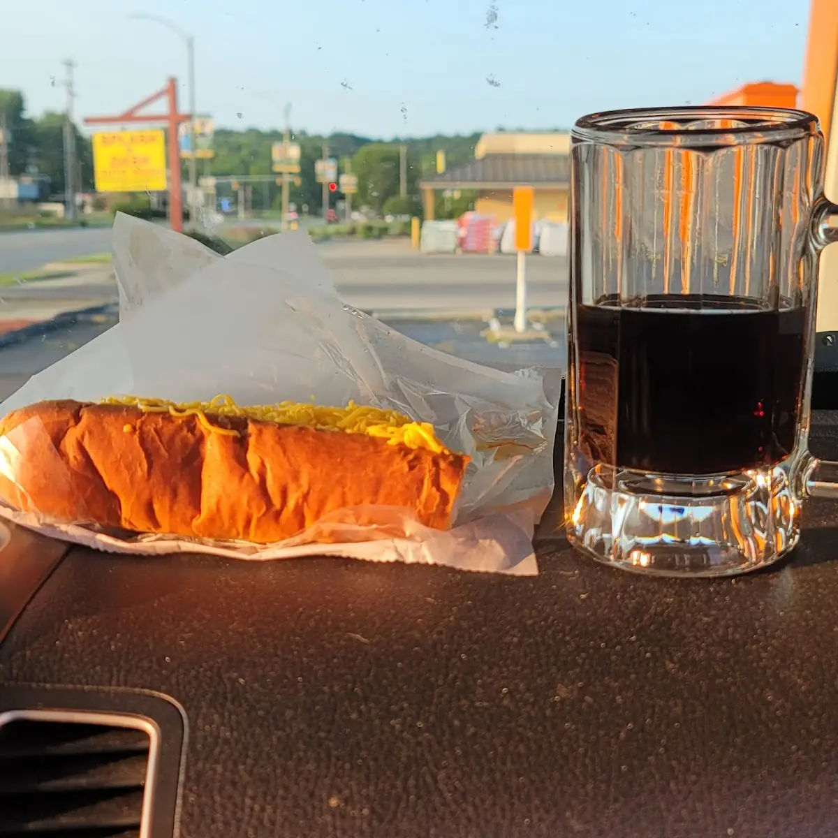 Root Beer and Chili Cheese Dog