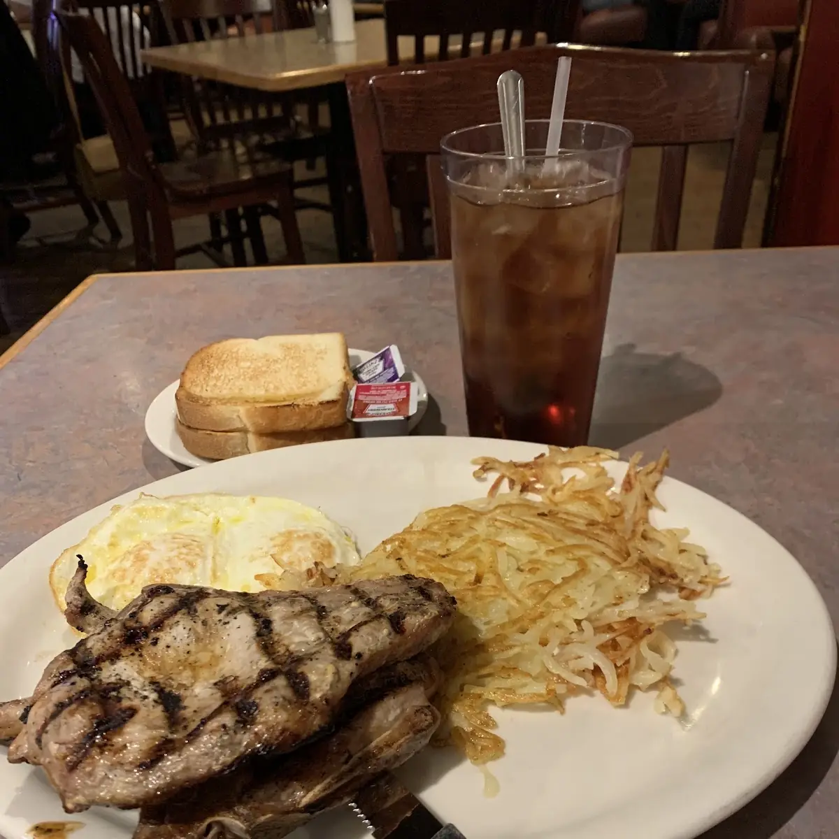 Pork Chops Eggs Hash Browns