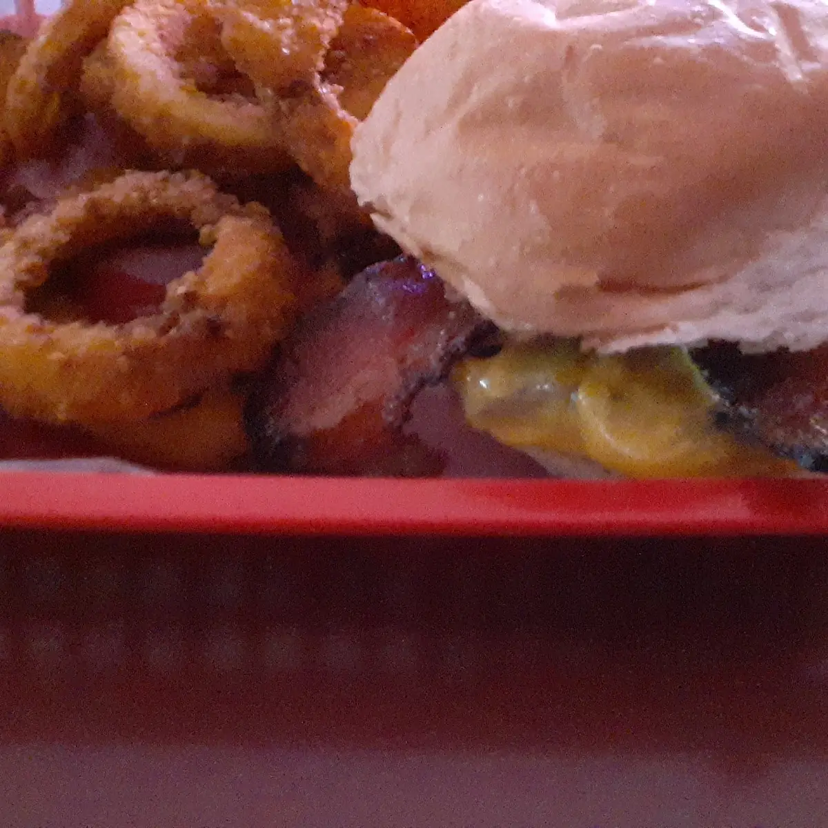 Bacon Cheeseburger with Onion Ring Basket