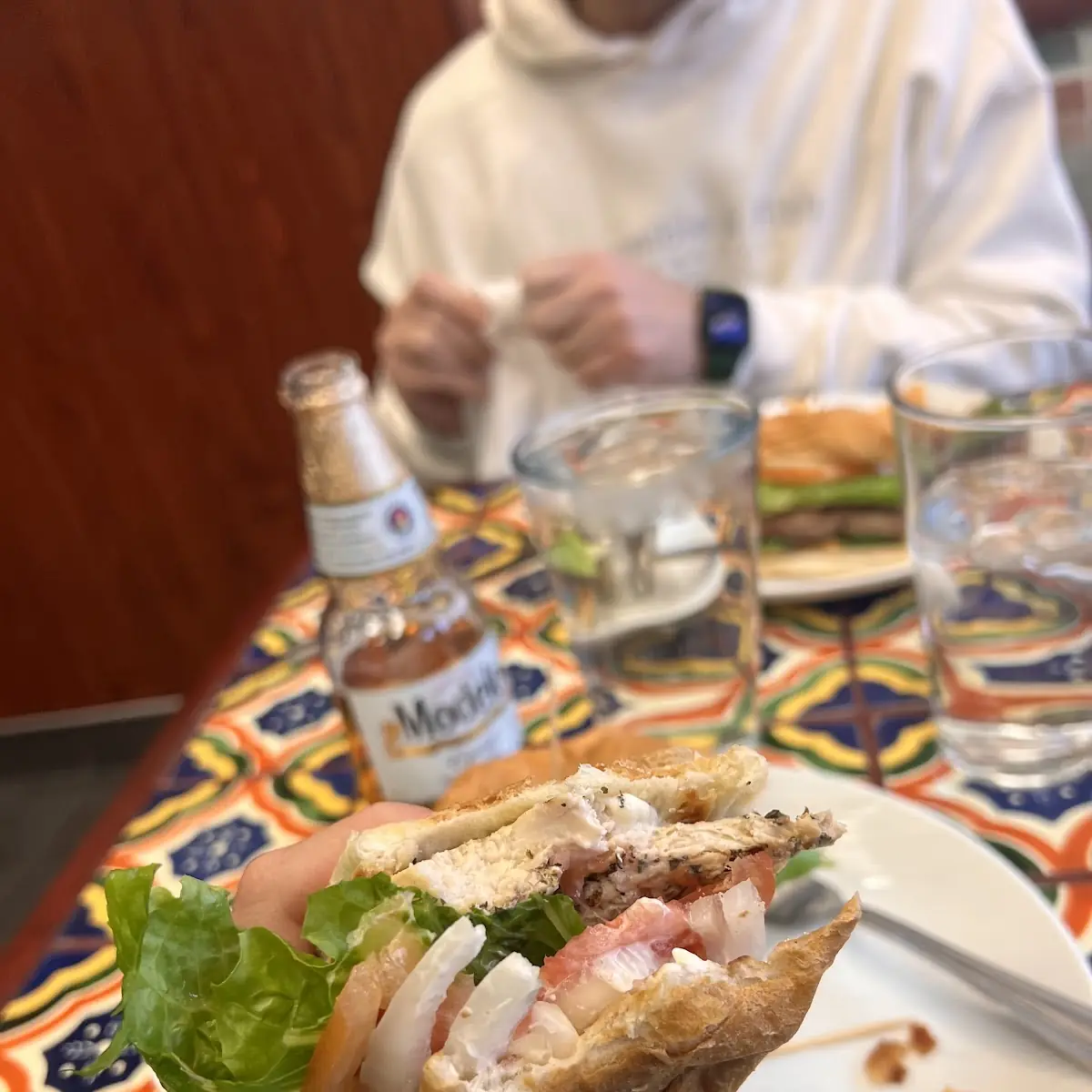 Chicken Torta and Beer