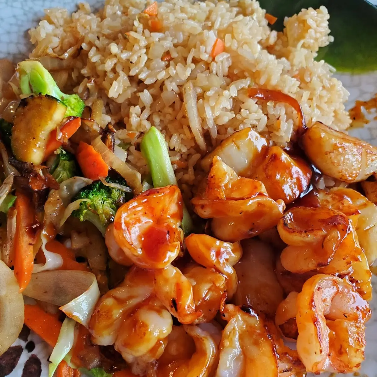 Grilled Shrimp Teriyaki with Fried Rice
