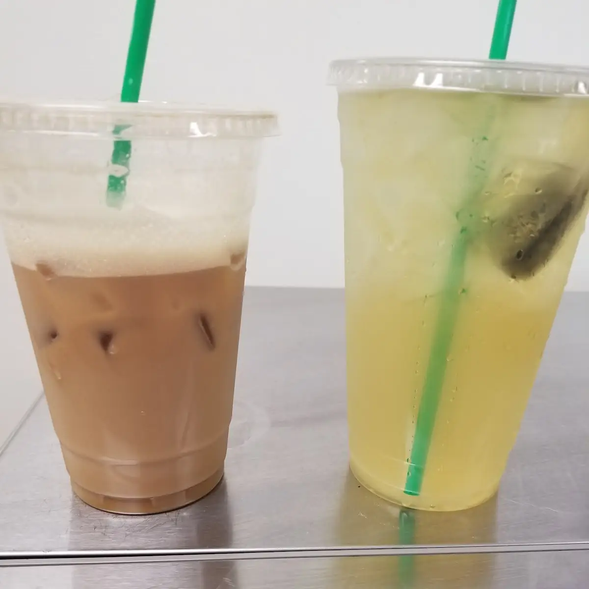 Iced Green Tea and Almond Milk Latte