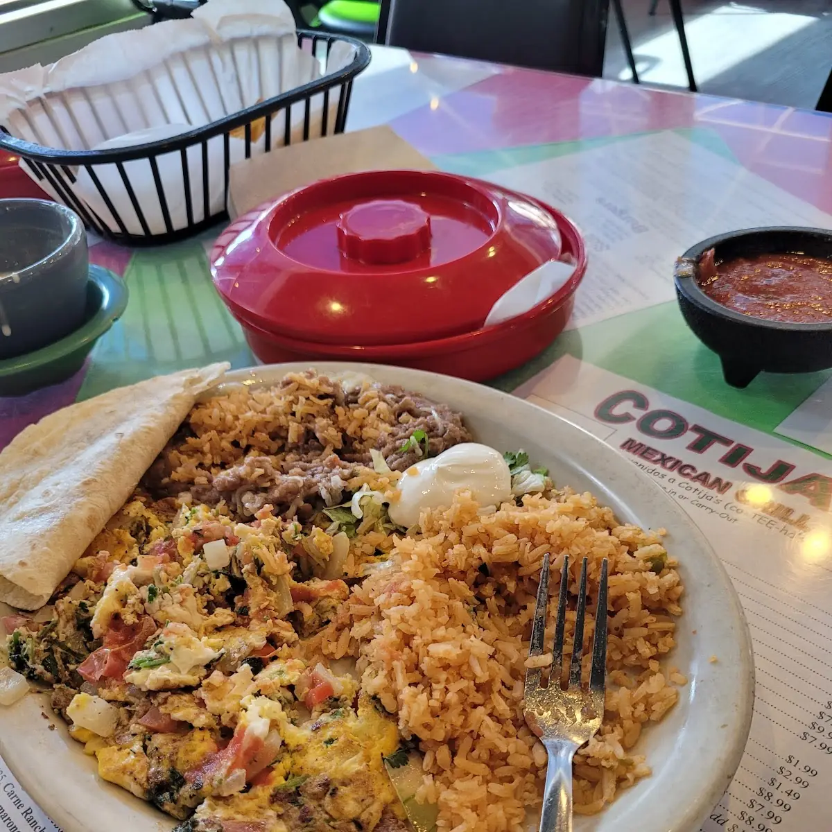 Bean Burrito Rice & Small Salad
