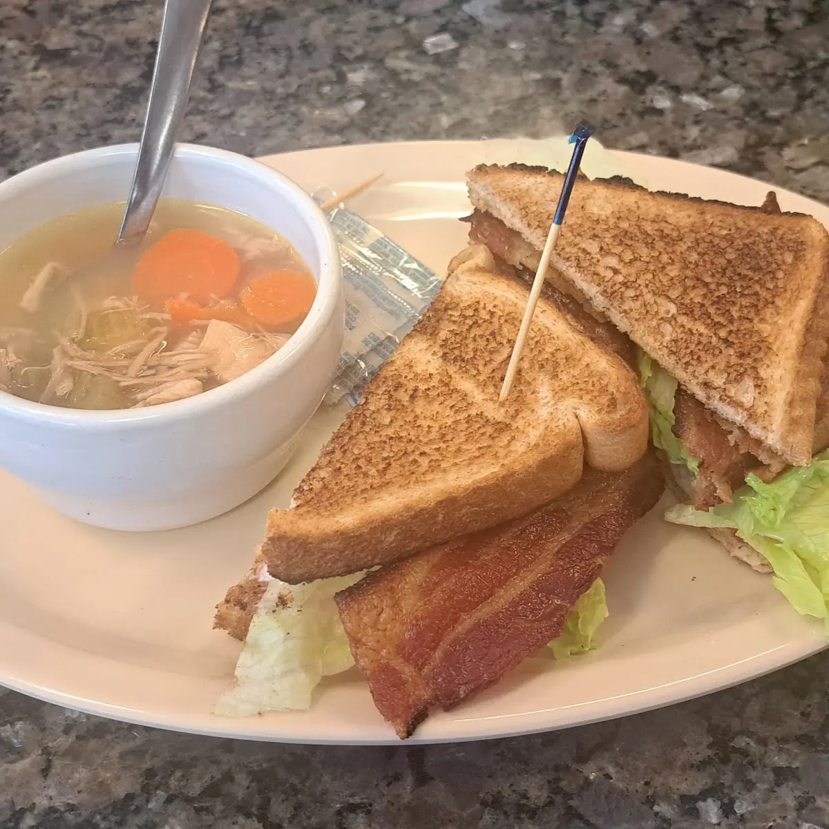 blt with Chicken Noodle Soup
