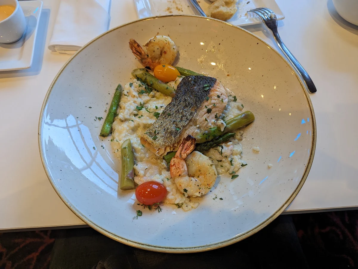 Roasted Salmon with Seafood Risotto