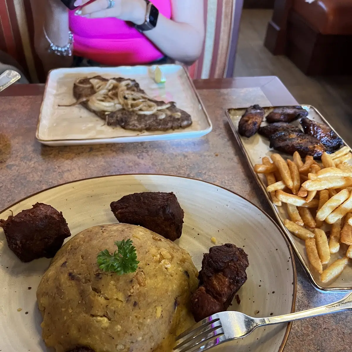 Mofongo Con Masas De Cerdo Mofongo with Fried Pork Chunks