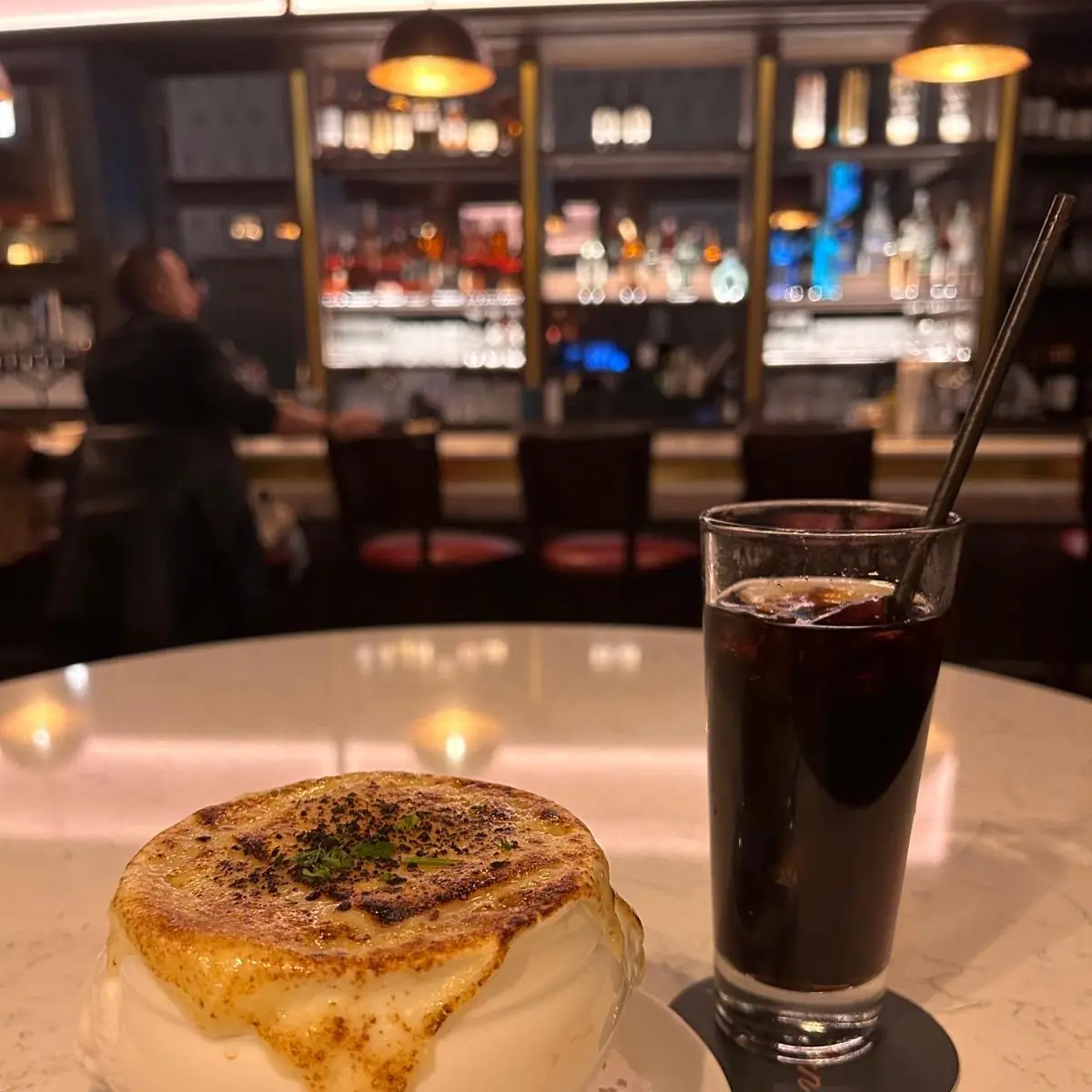 French Onion Soup with Melted Cheese
