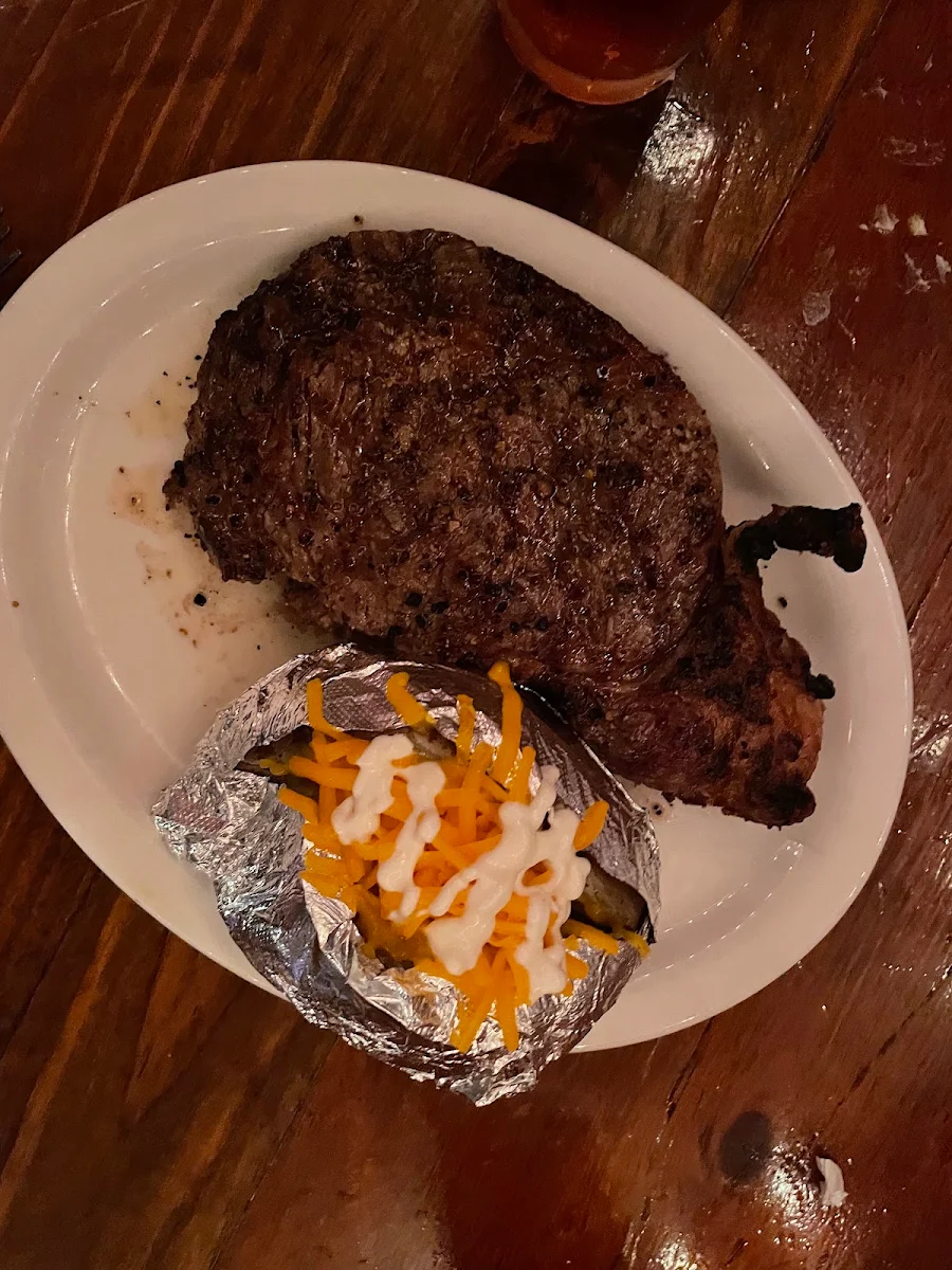 14 Oz Ribeye with Loaded Baked Potato