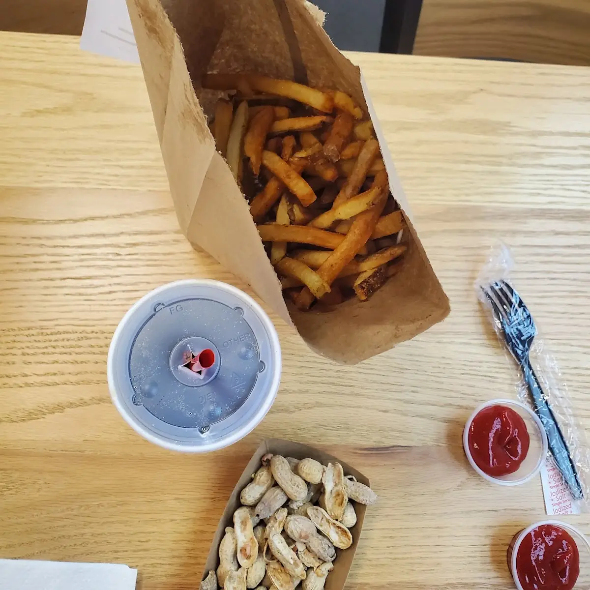 French Fries and Complimentary Shelled Peanuts