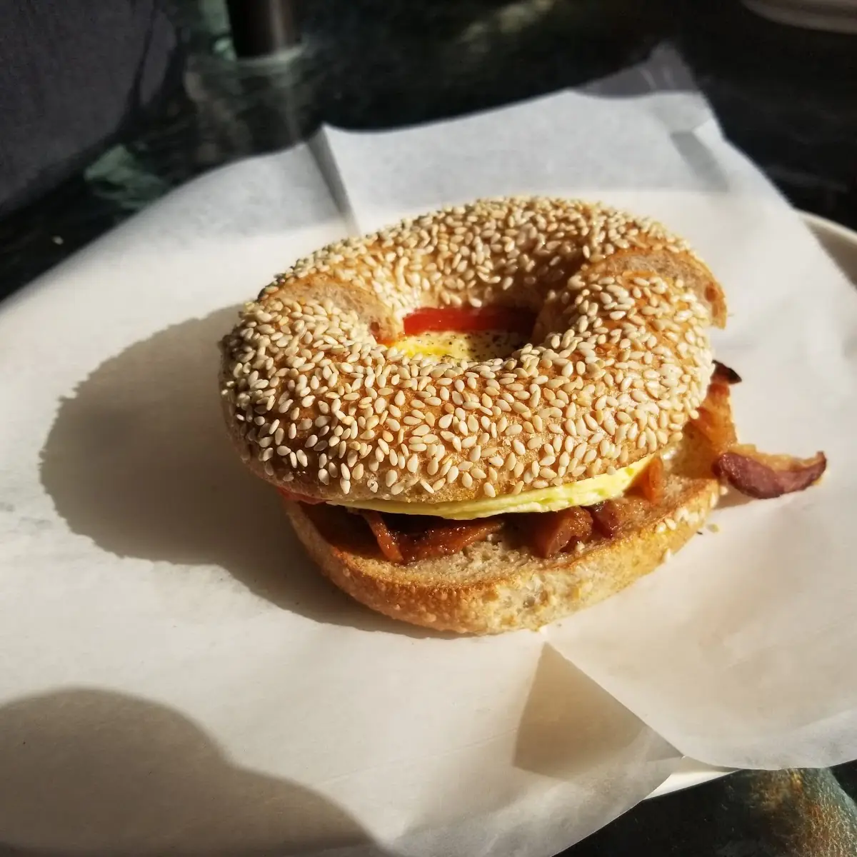 Egg Bacon and Cheese Sesame Bagel