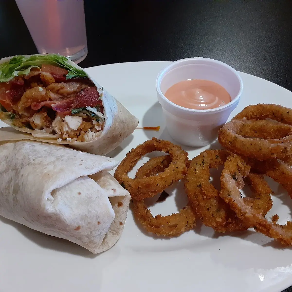 Chicken Bacon Ranch Wrap w Onion Rings