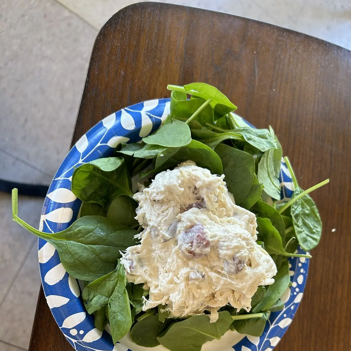 Chicken Salad on Spinach