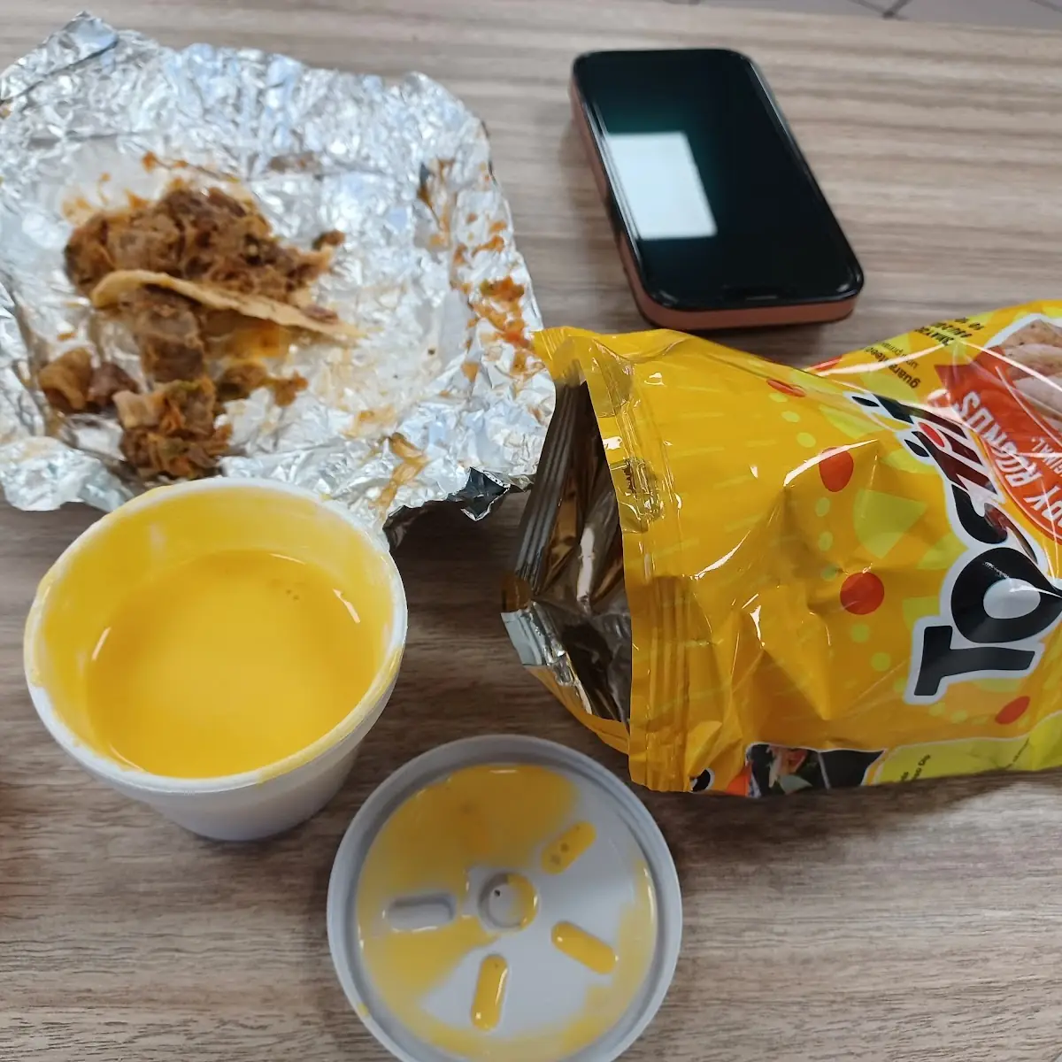 Carne Guisada Taco with Chips and Queso