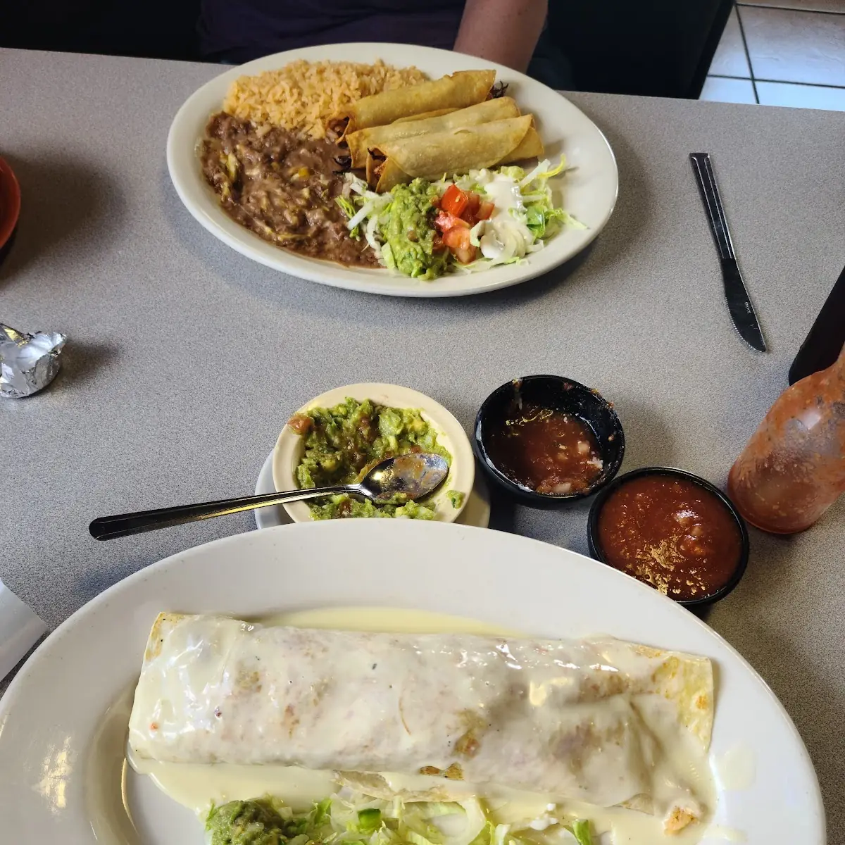 Monster Burrito and Chicken Taquitos