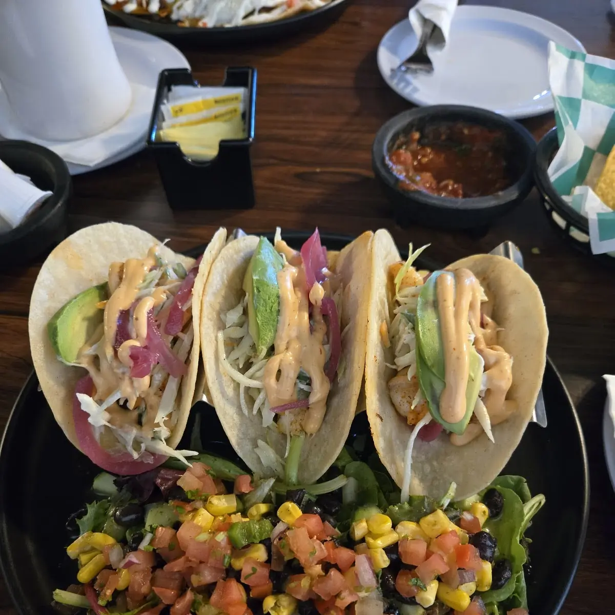 Shrimp Tacos and Side Salad