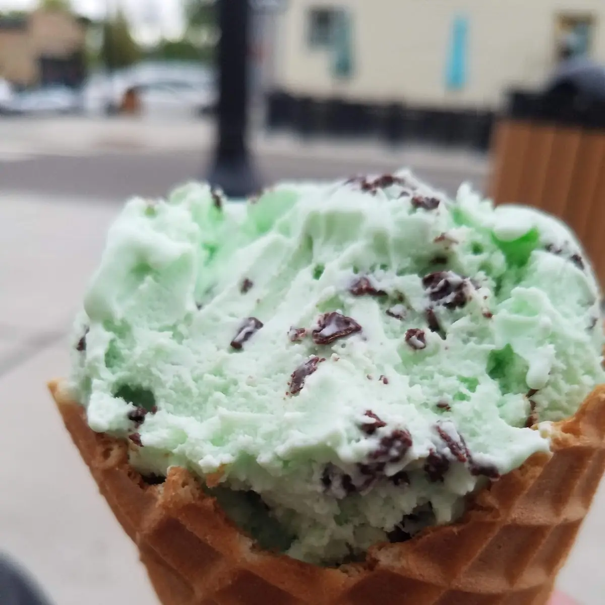 Mint Chip in a Waffle Cone