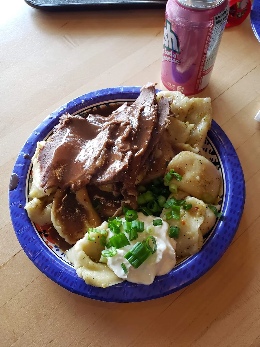One Meat with Double Perogies, Sharky's Chophouse & Eatery