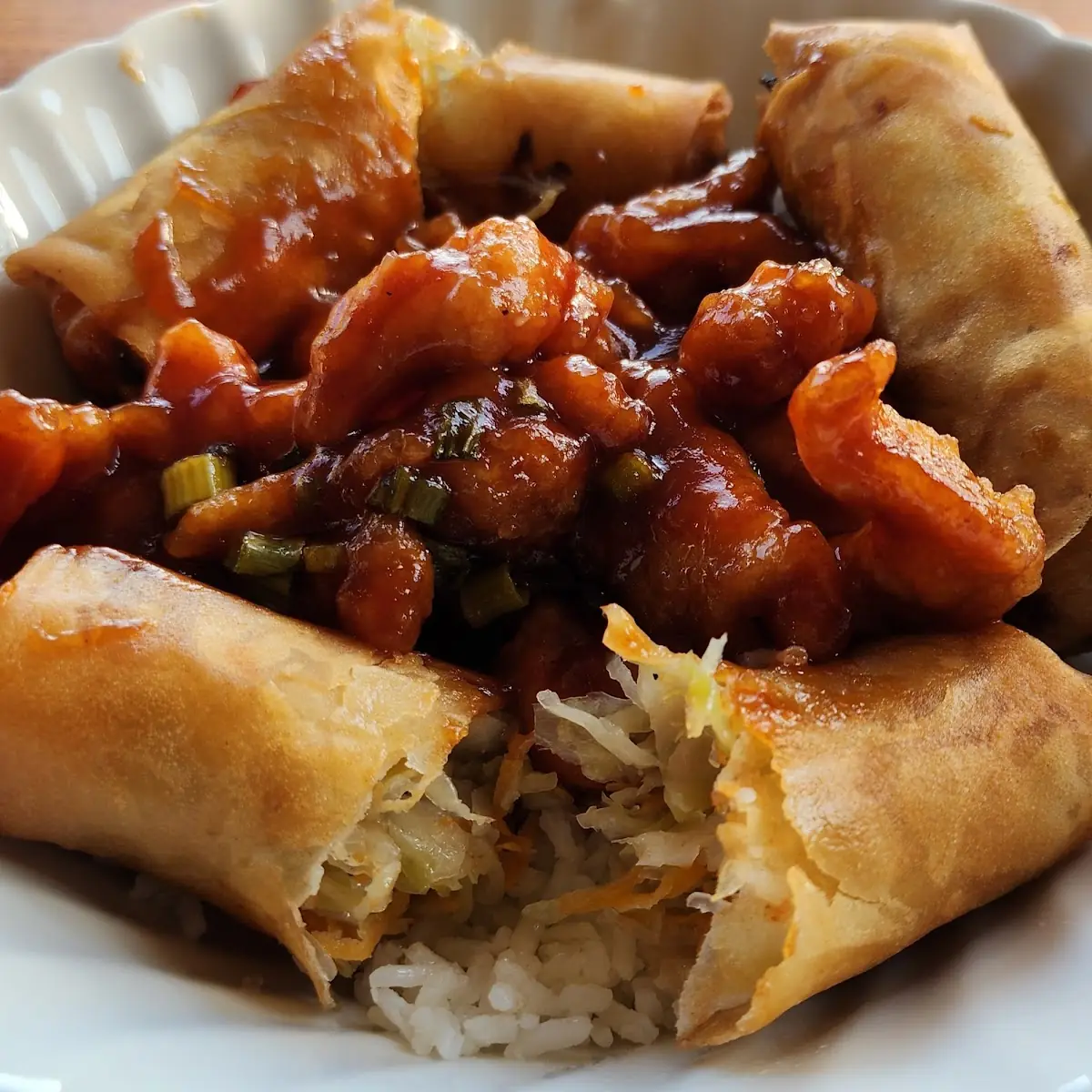 Bangkok Chicken and Spring Rolls