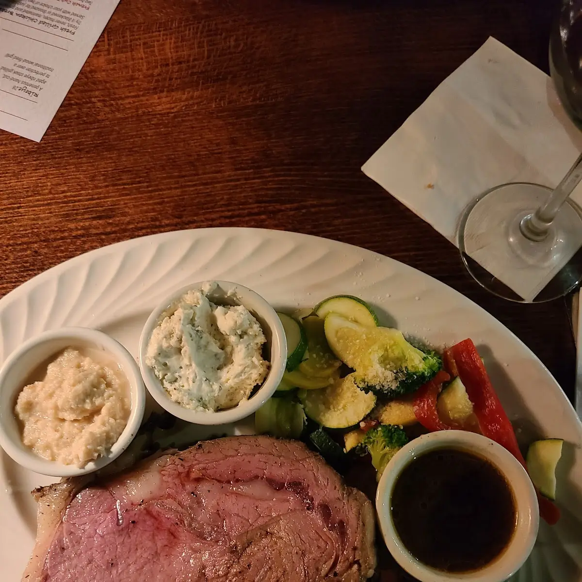 Prime Rib with Green Beans and Mashed Potatoes